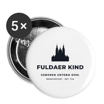 Fuldaer Kind – Domstadt Fulda seit 744 - Buttons groß 56 mm (5er Pack) - Weiß - Vorne