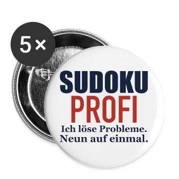 Sudoku Profi – Ich löse Probleme - Buttons groß 56 mm (5er Pack) - Weiß - Vorne