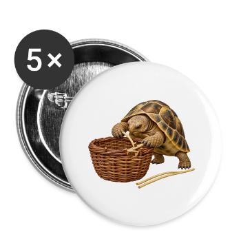 Schildkröte repariert einen Korb - Buttons groß 56 mm (5er Pack) - Weiß - Vorne