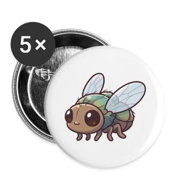 Fliege - Buttons groß 56 mm (5er Pack) - Weiß - Vorne