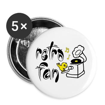 Retro Fan - Buttons groß 56 mm (5er Pack) - Weiß - Vorne