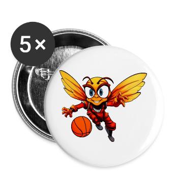 Biene Basketballer - Buttons groß 56 mm (5er Pack) - Weiß - Vorne