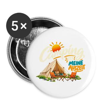 Camping ist meine Auszeit - Buttons groß 56 mm (5er Pack) - Weiß - Vorne