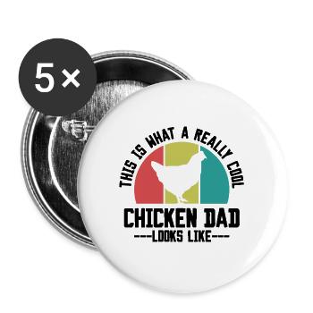 Huhn Papa Spruch Retro - Buttons groß 56 mm (5er Pack) - Weiß - Vorne