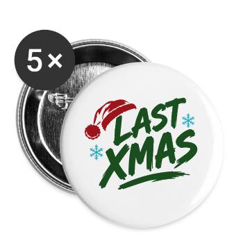Last Xmas Brush Logo - Buttons groß 56 mm (5er Pack) - Weiß - Vorne