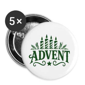 Advent Kerzen Zeit - Buttons groß 56 mm (5er Pack) - Weiß - Vorne