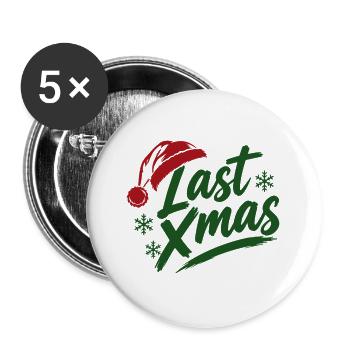 Last Xmas Mütze - Buttons groß 56 mm (5er Pack) - Weiß - Vorne