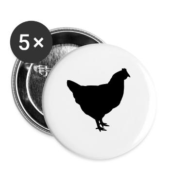 Huhn - Buttons groß 56 mm (5er Pack) - Weiß - Vorne