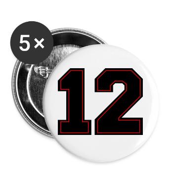 Rote Zahlen 12 Umriss - Buttons groß 56 mm (5er Pack) - Weiß - Vorne