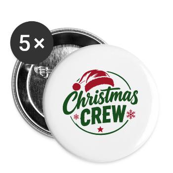 Weihnachts Crew Logo - Buttons groß 56 mm (5er Pack) - Weiß - Vorne
