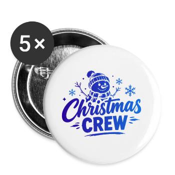 Christmas Crew Schneemann - Buttons groß 56 mm (5er Pack) - Weiß - Vorne
