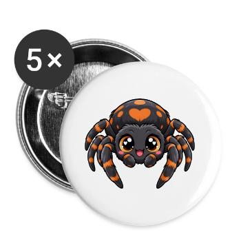 Spinne Kawaii Style – Süßes Krabbeltier - Buttons groß 56 mm (5er Pack) - Weiß - Vorne