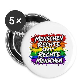 Menschenrechte statt Rechte Menschen - Buttons groß 56 mm (5er Pack) - Weiß - Vorne