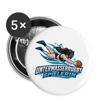 Unterwasserrugby Spielerin Illustration - Buttons groß 56 mm (5er Pack) - Weiß - Vorne