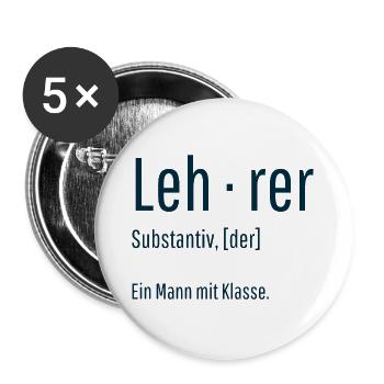 Lehrer Substantiv Definition Schule Geschenk - Buttons groß 56 mm (5er Pack) - Weiß - Vorne