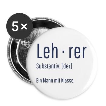 Lehrer Substantiv Definition Schule Geschenk - Buttons groß 56 mm (5er Pack) - Weiß - Vorne