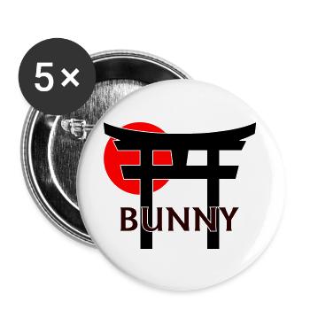 Bunny unter Torii und roter Sonne (weiß) - Buttons groß 56 mm (5er Pack) - Weiß - Vorne