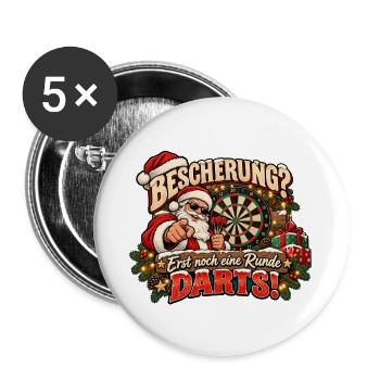 Darts lustiges weihnachtliches Motiv Dart-Motiv - Buttons groß 56 mm (5er Pack) - Weiß - Vorne