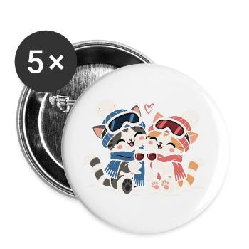 Après Ski Wein Snowboarder Skihütte Party - Buttons groß 56 mm (5er Pack) - Weiß - Vorne