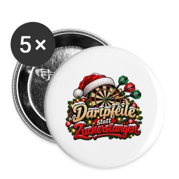 Weihnachten Darts Dartpfeil statt Zuckerstangen - Buttons groß 56 mm (5er Pack) - Weiß - Vorne