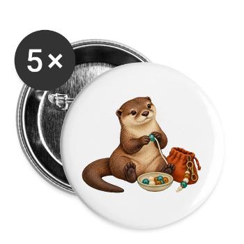 Otter fädelt einen Taschenanhänger - Buttons groß 56 mm (5er Pack) - Weiß - Vorne