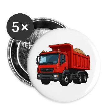 Roter Kipplader Cartoon-Design - Buttons groß 56 mm (5er Pack) - Weiß - Vorne