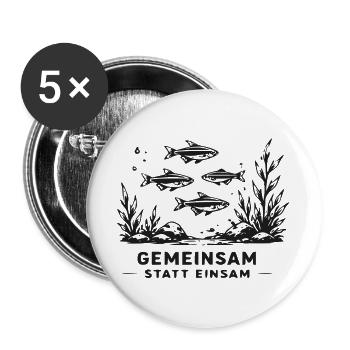 Gemeinsam Unterwasser Schwarm - Buttons groß 56 mm (5er Pack) - Weiß - Vorne