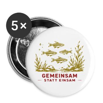 Gemeinsam statt Einsam Unterwasserwelt - Buttons groß 56 mm (5er Pack) - Weiß - Vorne