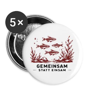 Gemeinsam statt Einsam Unterwasser-Szene - Buttons groß 56 mm (5er Pack) - Weiß - Vorne