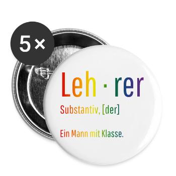 Lehrer Substantiv Definition Schule Geschenk - Buttons groß 56 mm (5er Pack) - Weiß - Vorne