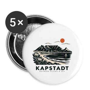 Kapstadt Küstenblick Linienstil - Buttons groß 56 mm (5er Pack) - Weiß - Vorne
