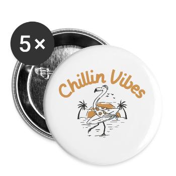 Chillin Vibes Flamingo Sunset - Buttons groß 56 mm (5er Pack) - Weiß - Vorne