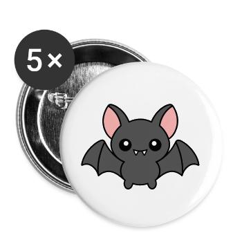 Fledermaus - Buttons groß 56 mm (5er Pack) - Weiß - Vorne