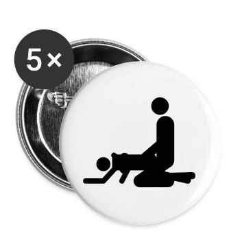 von hinten - Buttons groß 56 mm (5er Pack) - Weiß - Vorne