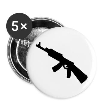 Waffe - Uzi - Buttons groß 56 mm (5er Pack) - Weiß - Vorne