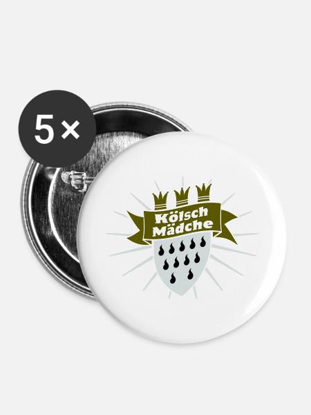 Kölsch Mädche - Buttons groß 56 mm (5er Pack) - Weiß