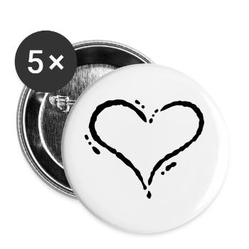 Herz - Scribble (Zeichnung) - Buttons groß 56 mm (5er Pack) - Weiß - Vorne
