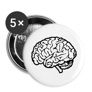 cerveau - Lot de 5 grands badges (56 mm) - blanc - Devant