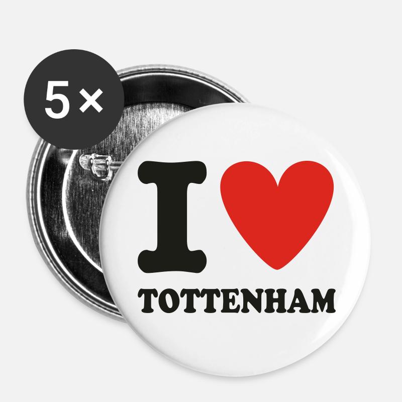 I LOVE TOTTENHAM - Buttons large 2.2''/56 mm (5-pack) - white