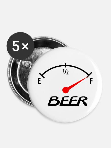 beer - Buttons groß 56 mm (5er Pack) - Weiß