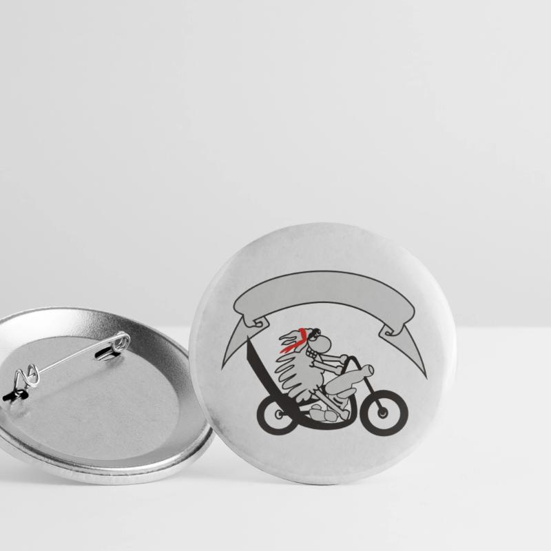 Bikerschaf mit Banner Buttons groß 56 mm (5er Pack)