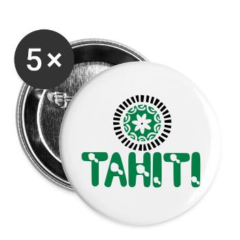 polynesian tattoo tahiti map tiare - Lot de 5 grands badges (56 mm) - blanc - Devant
