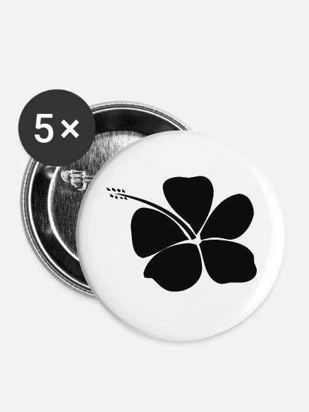 polynesische Tätowierung Hibiskus - Buttons groß 56 mm (5er Pack) - Weiß