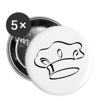 Chef, chapeau - Lot de 5 grands badges (56 mm) - blanc - Devant