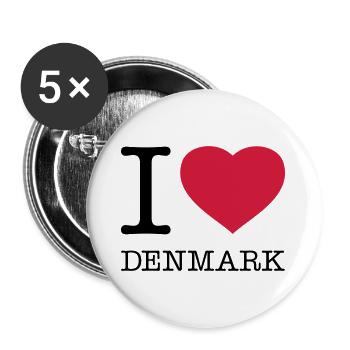 I LOVE DENMARK Dänemark - Buttons large 2.2''/56 mm (5-pack) - white - Front