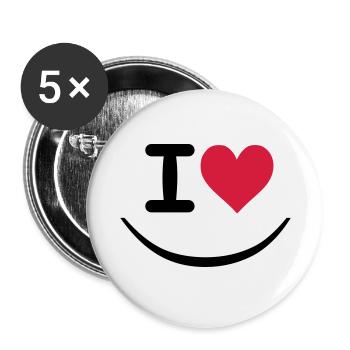 ich love - Buttons groß 56 mm (5er Pack) - Weiß - Vorne