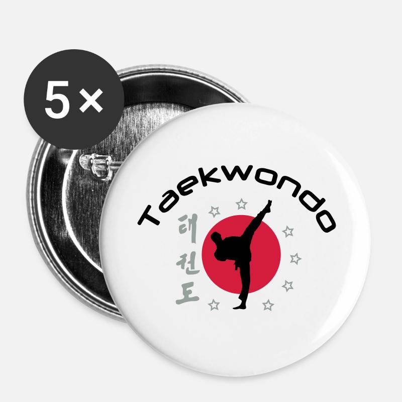 taekwondo_3 - Buttons groß 56 mm (5er Pack) - Weiß
