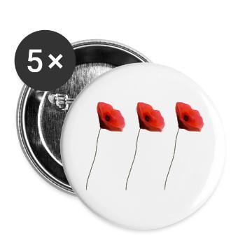 coquelicot - Lot de 5 grands badges (56 mm) - blanc - Devant