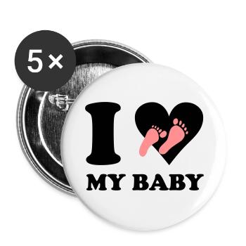 I love my baby - Buttons groß 56 mm (5er Pack) - Weiß - Vorne