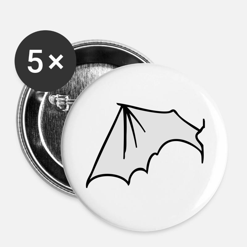batwing_left - Buttons large 2.2''/56 mm (5-pack) - white